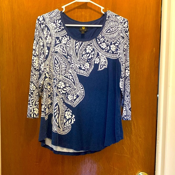 3/$15. JM Collection navy and white tunic top size PL - Picture 1 of 5
